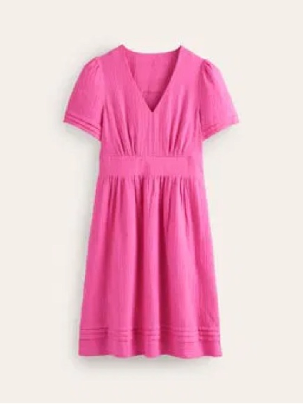Boden Pink V-Neck Fit-and-Flare Short Sleeve Dress Size 12R - Picture 5 of 16